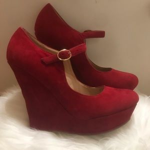 Red Suede Wedges